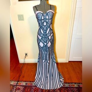 BEDAZZLED Bodycon Evening Cocktail Maxi Dress